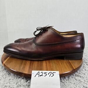Magnanni Manolo Cognac Brown Medallion Toe Burnished Brogue Oxford Mens 12 M